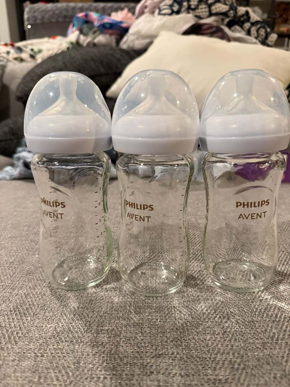 Philips Avent Glass Baby Bottle 8oz Natural Response 3-Pack Clear